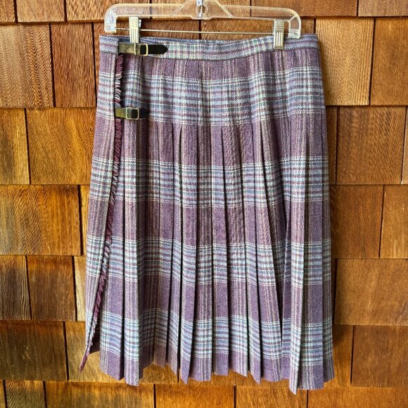 VTG James Pringle Wool Scottish Cranberry Plaid in Women's 14 - Picture 1 of 8
